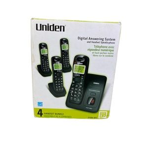 Uniden Black Digital Answering System w/ 4 Handset Speakerphones D1384-4BK